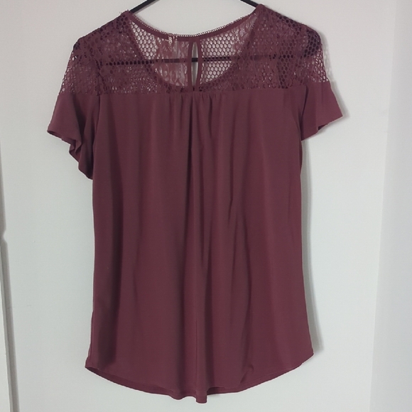 PerSeption Concept Burgundy Lace Accent Blouse - Picture 5 of 5